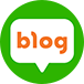 Green chat bubble with blog text
