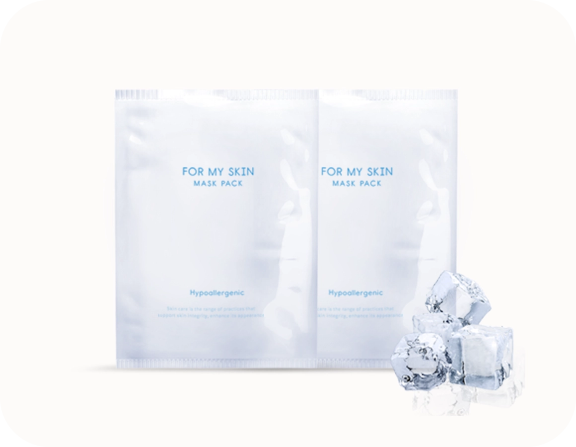 For My Skin mask pack with ice cubes. 345 Plastic Surgery where natural.