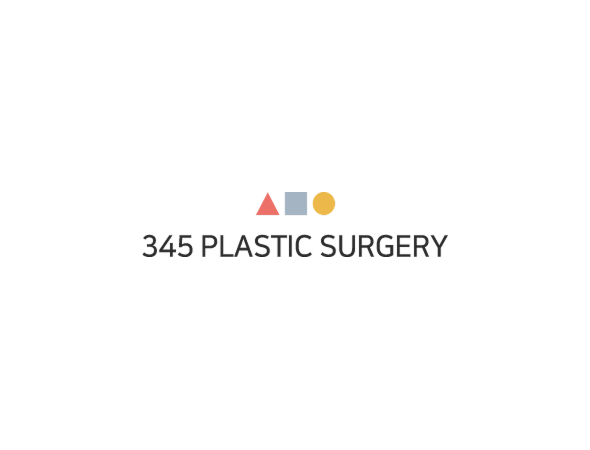 345 Plastic Surgery logo with natural results. Triangle, square, and circle shapes.