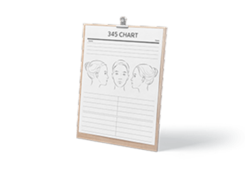 Facial profile diagram on a chart clipboard.
