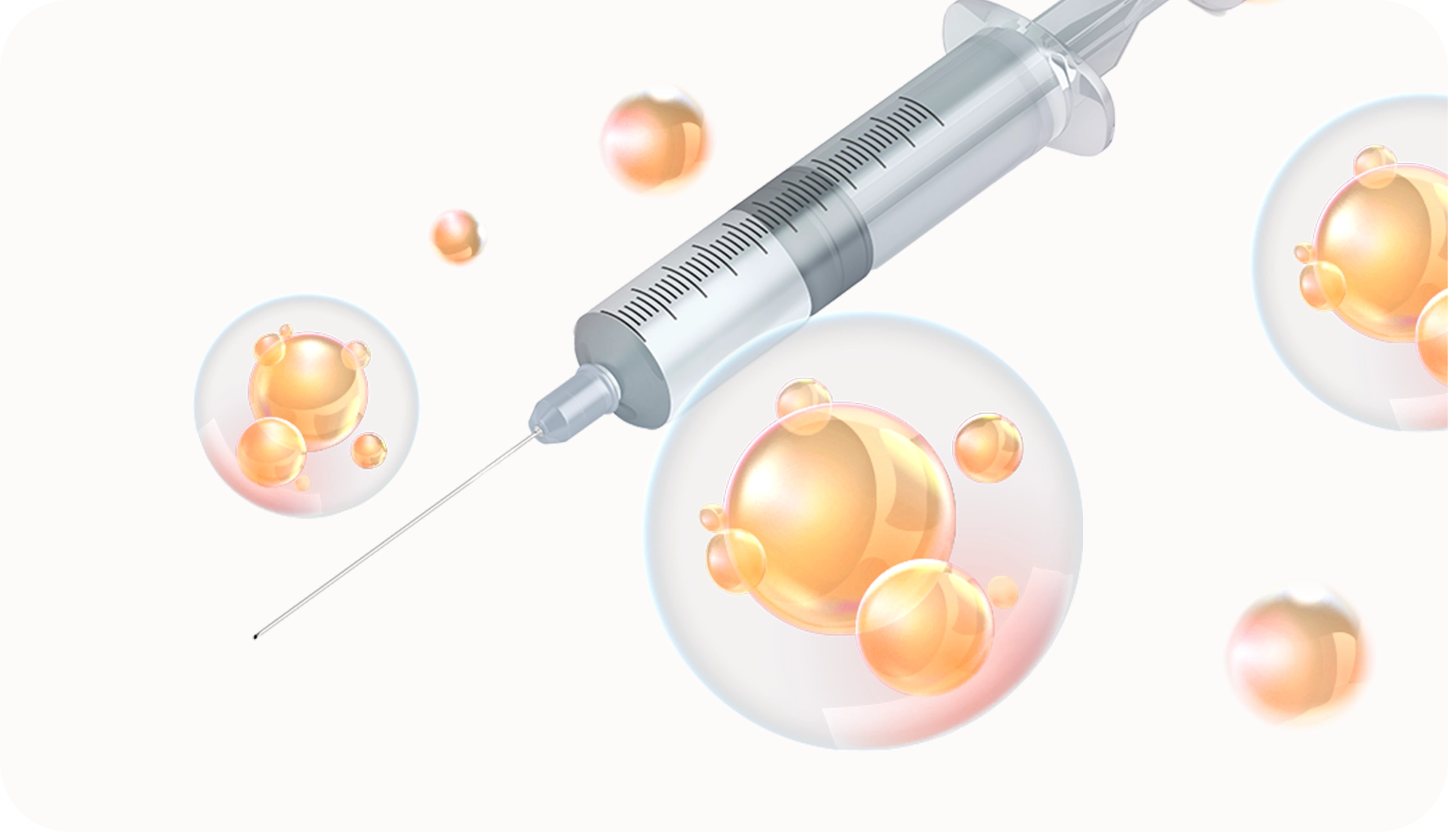 345 Plastic Surgery. Syringe for natural plastic surgery with fat cells.