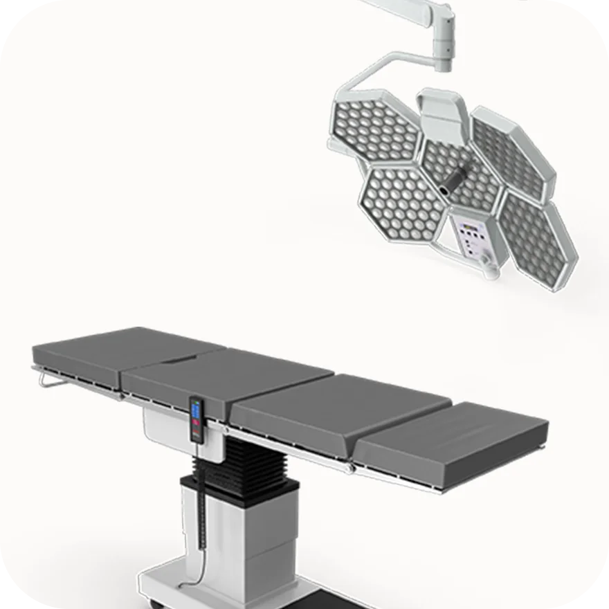 Modern operating table and surgical lights